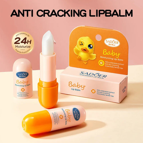 Moisturising anti-chapped lipstick tube in variant shades including marigold, watermelon, and milk.