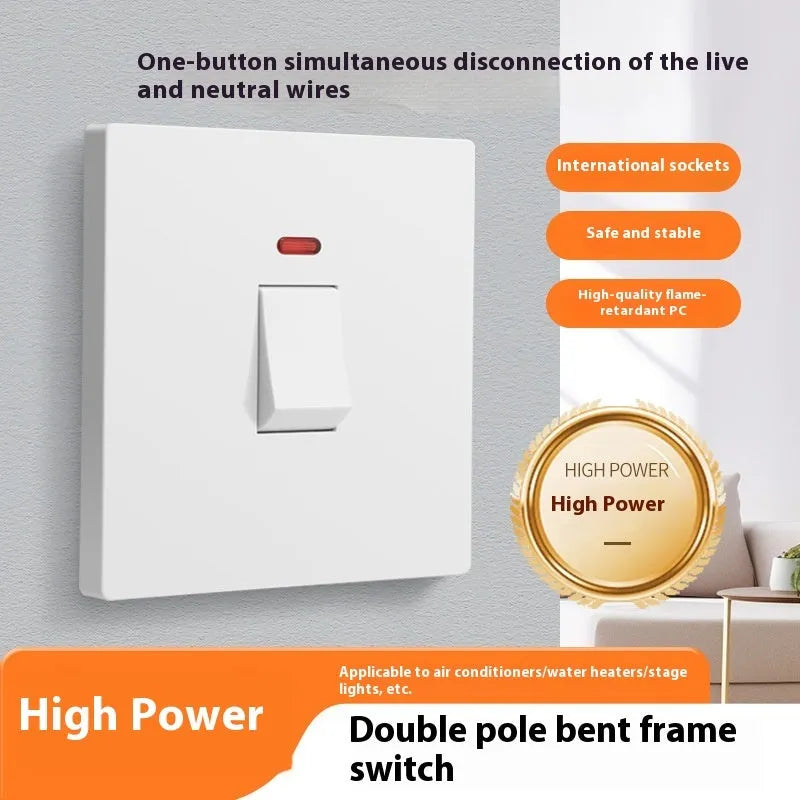 Curved rack wall switch with light panel indicator for water heater and air conditioner control