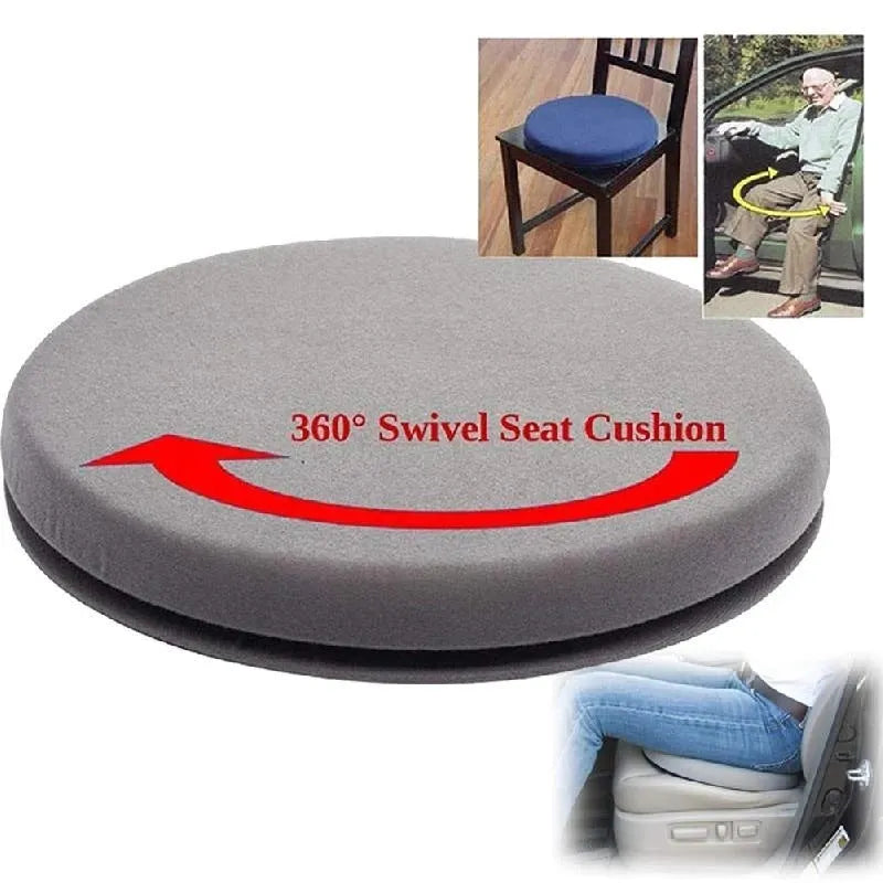 360-degree rotating car seat cushion with slow rebound sponge for elderly back support.