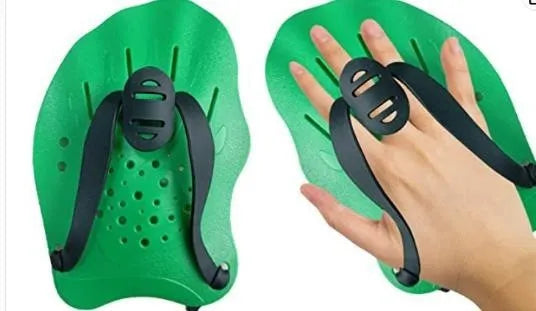 Swimming paddle training aid for freestyle stroke with webbed arm design in multiple colours