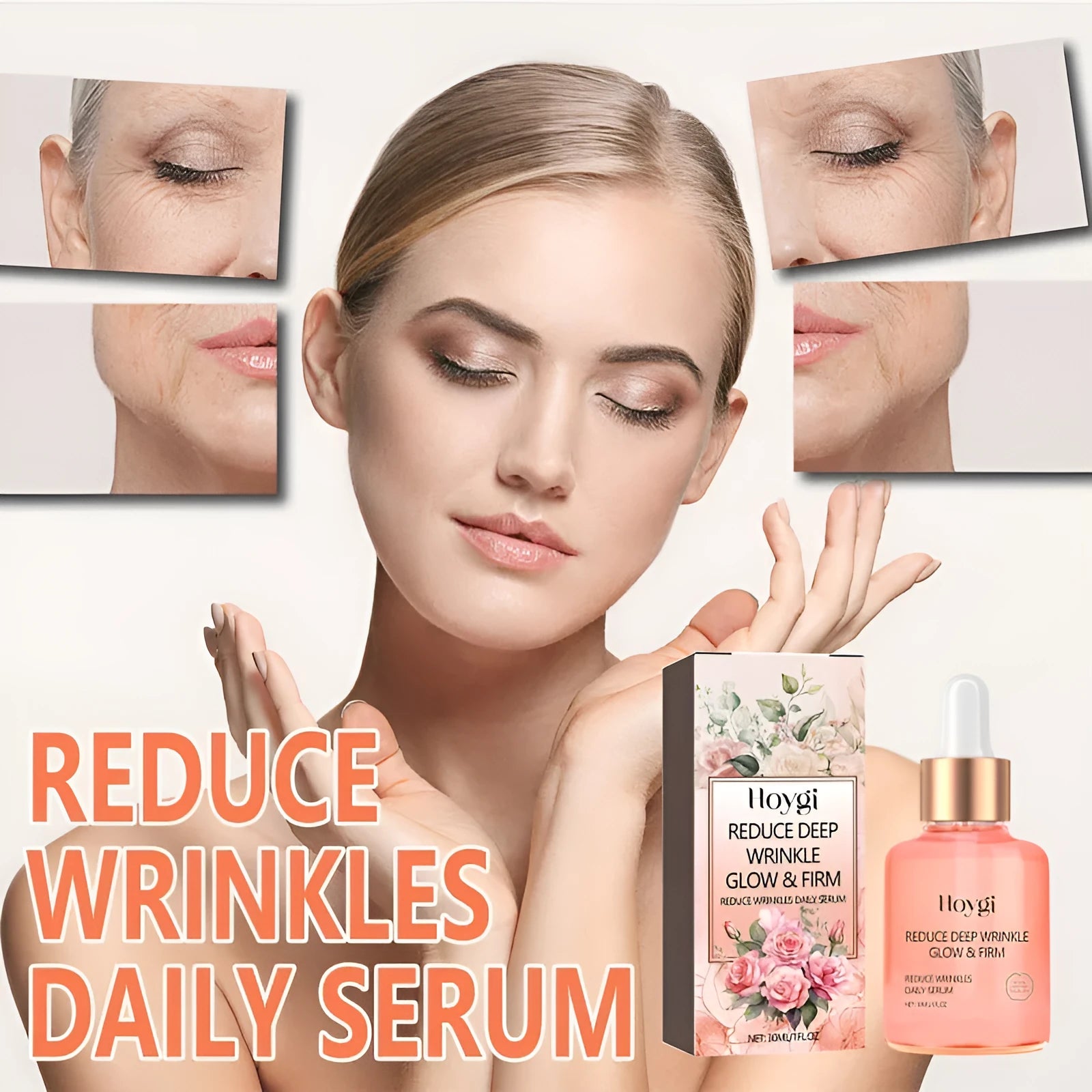 30ml rose essential oil serum in glass bottle for brightening and firming skincare