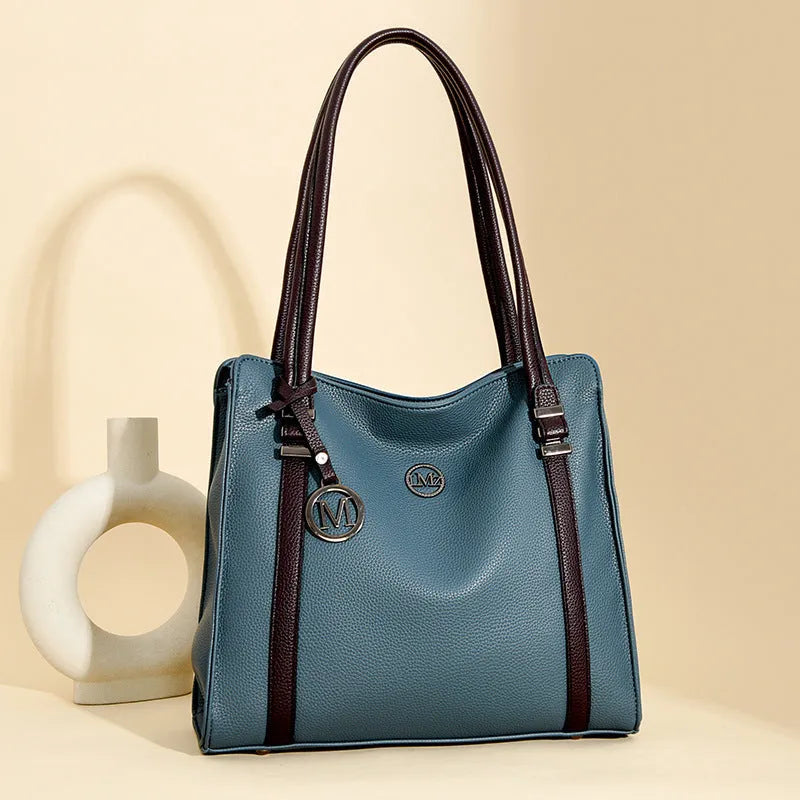 Women's large capacity crossbody bag in European retro style with soft PU leather construction