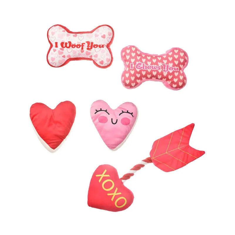 PP plastic pet chew toy with textured surface for tooth cleaning, shown in peach heart pink colour