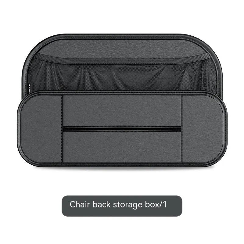Black genuine leather car seat rear storage bag with dimensions 36cm wide by 24cm tall
