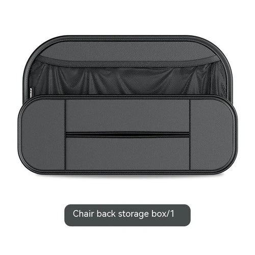 Black genuine leather car seat rear storage bag with dimensions 36cm wide by 24cm tall
