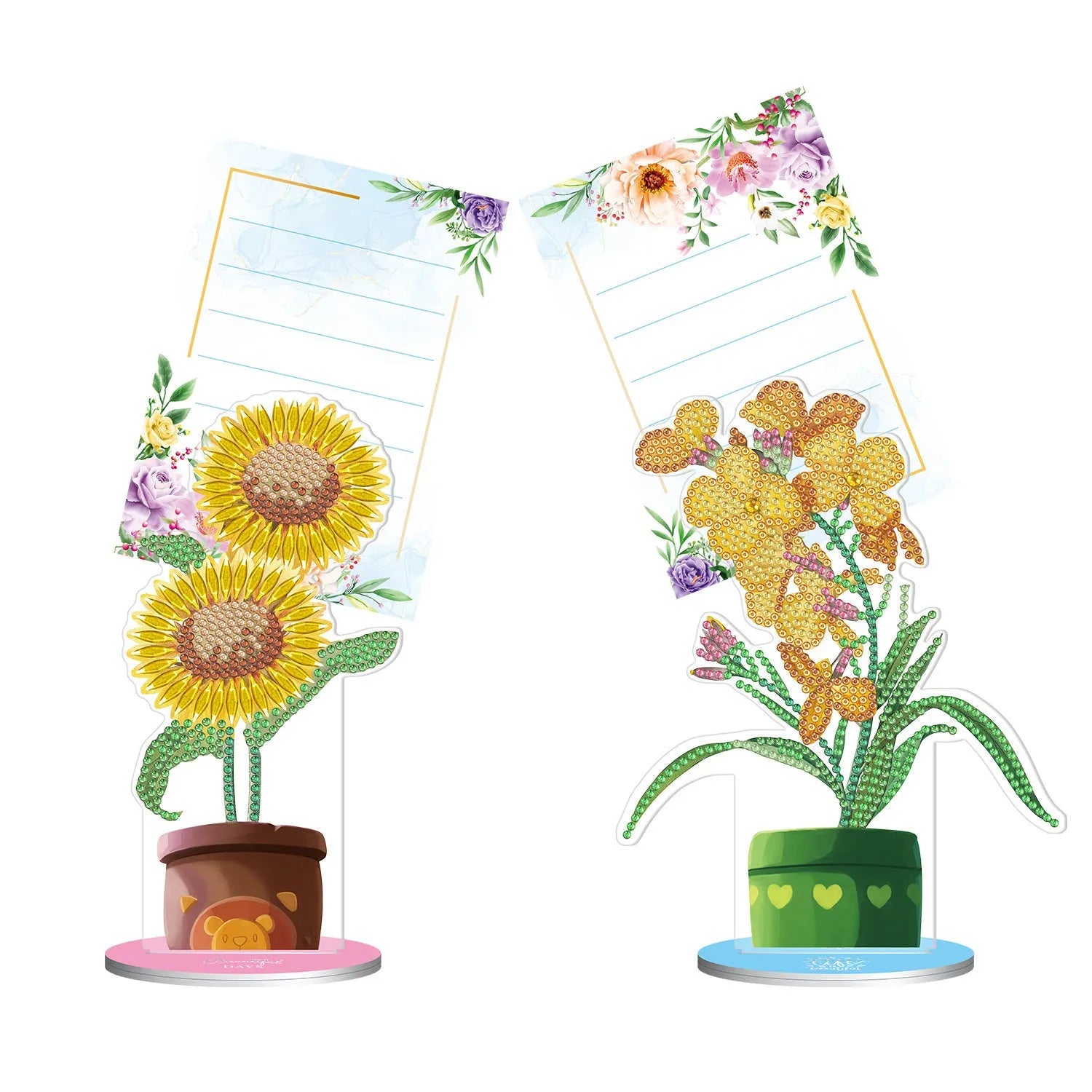 Handmade diamond painting desktop decoration with note clip, American style frameless design
