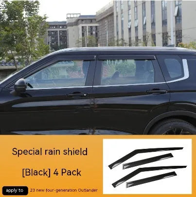 Mitsubishi Outlander window deflector set in engineering plastic with black or translucent options