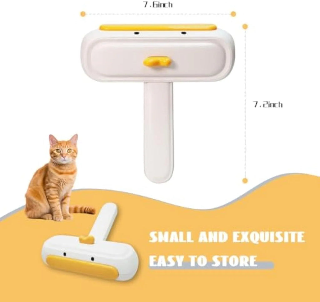 Yellow duck design portable pet hair remover brush with white plastic handle