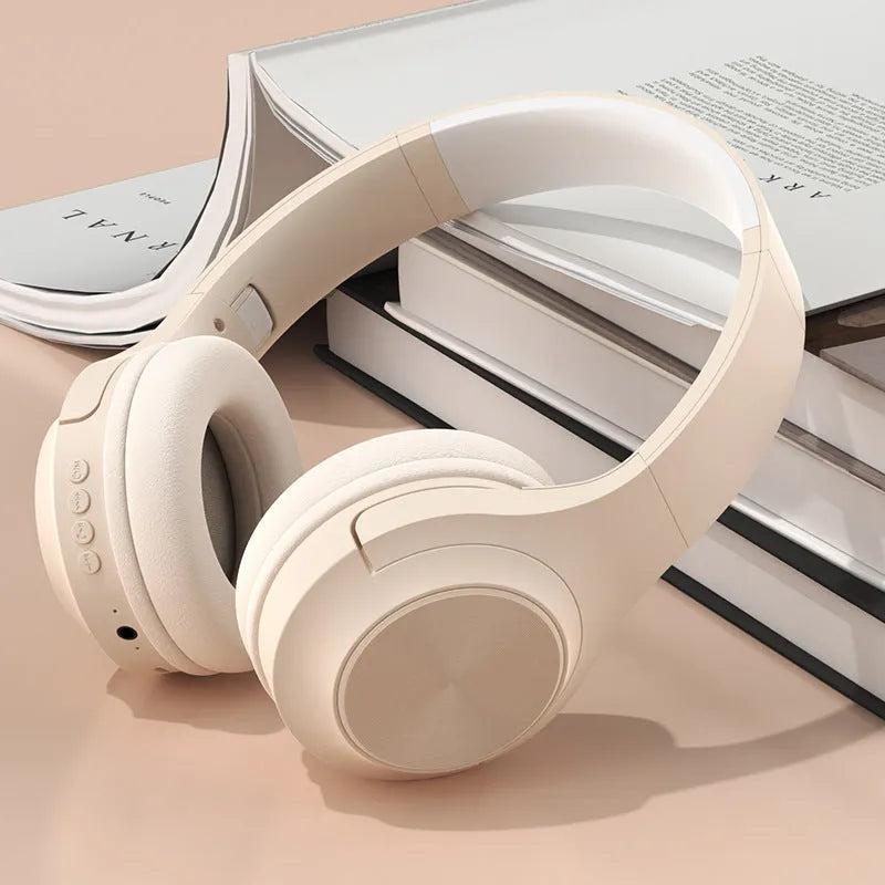 Wireless Bluetooth headset in chalk black colour showing creative design and head-mounted style