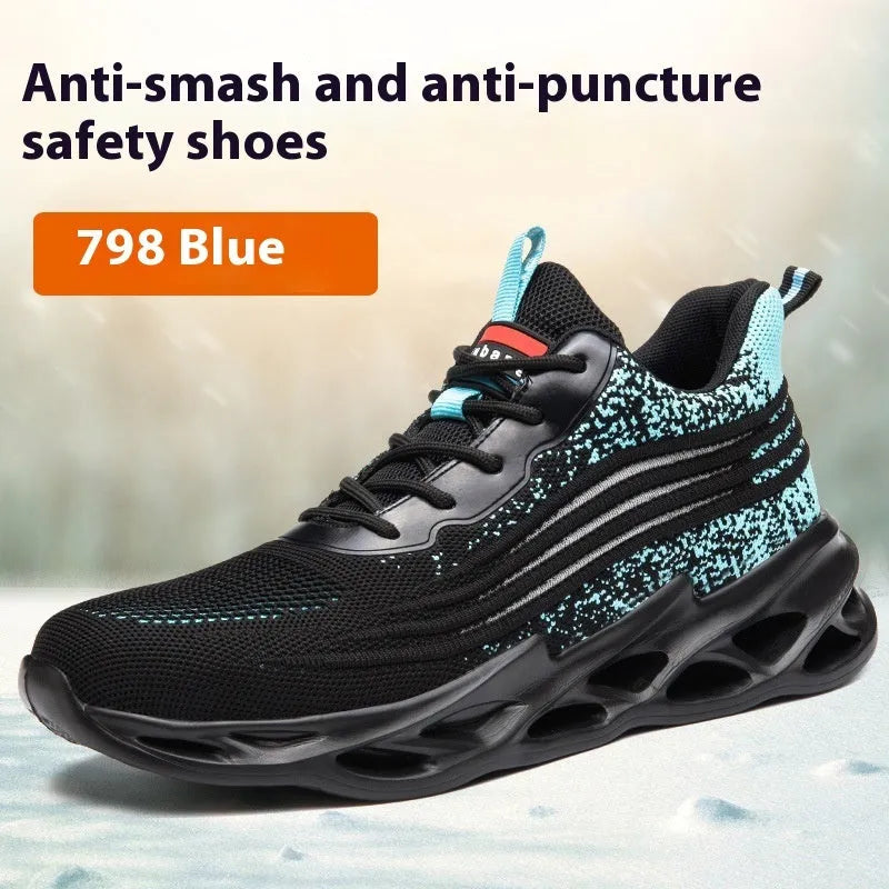 Lightweight leather labour protection shoes with rubber sole in multiple colour options