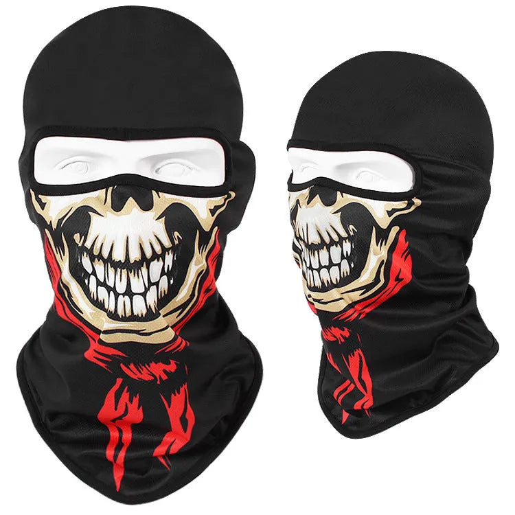 Motorcycle breathable skull sun mask with Bakool silk fabric in 36*29 cm size