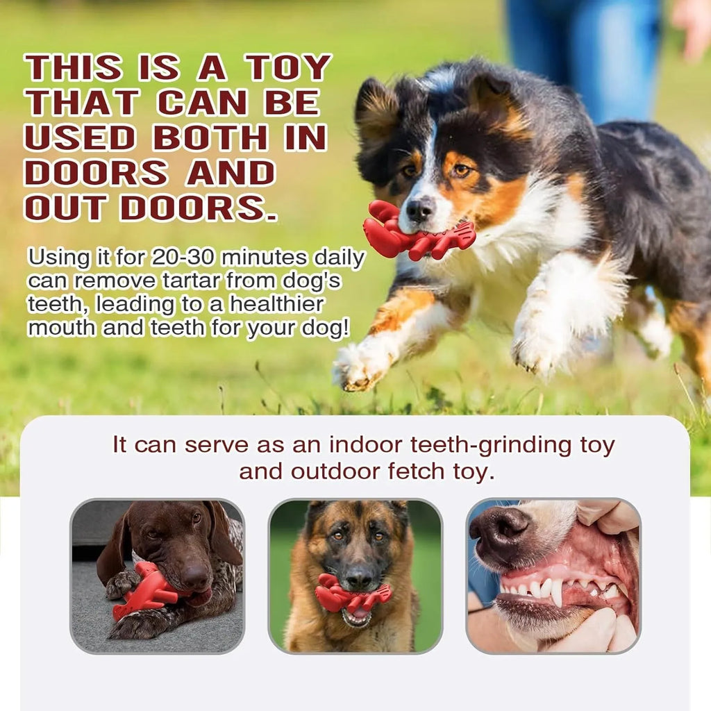 Red nylon chew toy for large dogs measuring 170mm with textured surface for dental cleaning