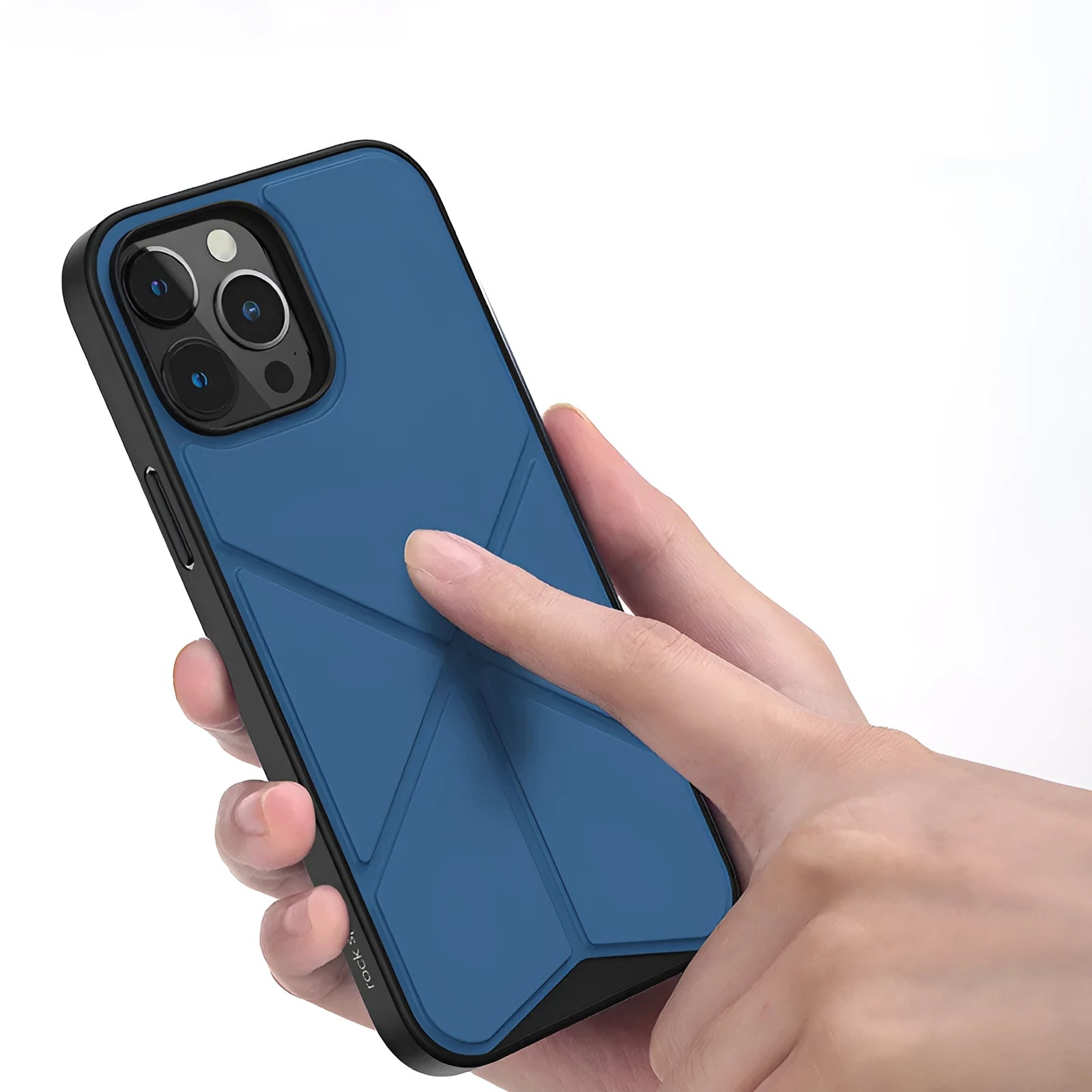 Simple solid-colour TPU back cover case for iPhone 13 series models in black and blue.