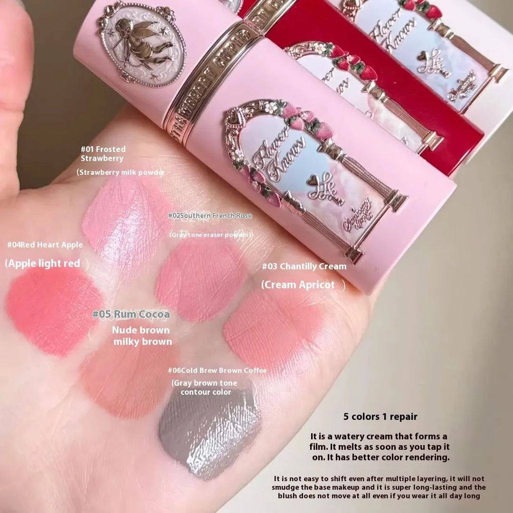 Strawberry Cupid Liquid Blush in six colour options for natural cheek colour application