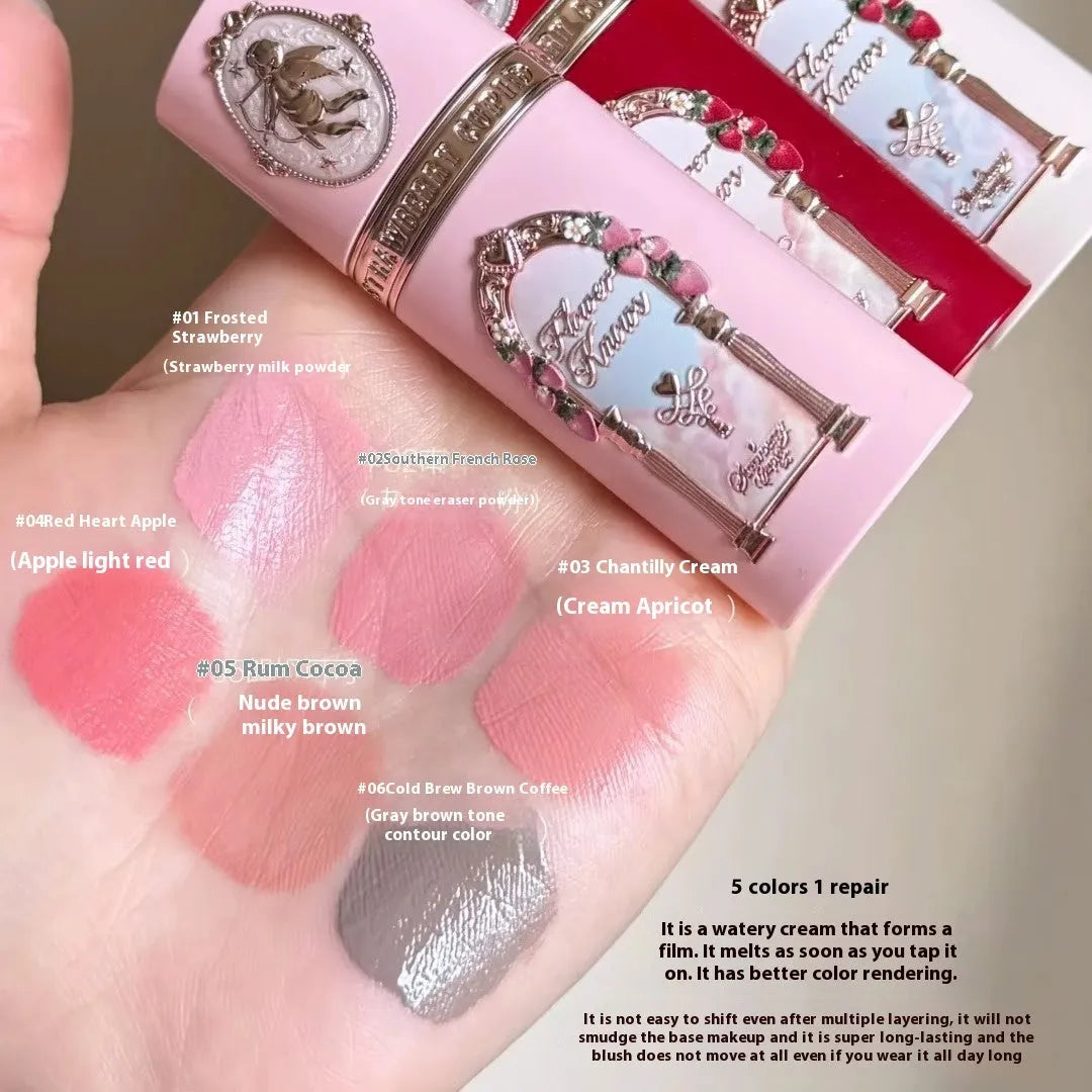 Strawberry Cupid Liquid Blush in six colour options for natural cheek colour application
