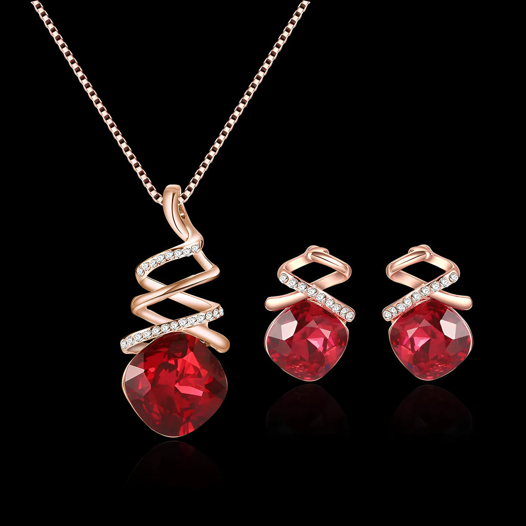 Women's alloy jewellery set with adjustable necklace and matching earrings in water wave chain style