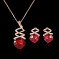Women's alloy jewellery set with adjustable necklace and matching earrings in water wave chain style