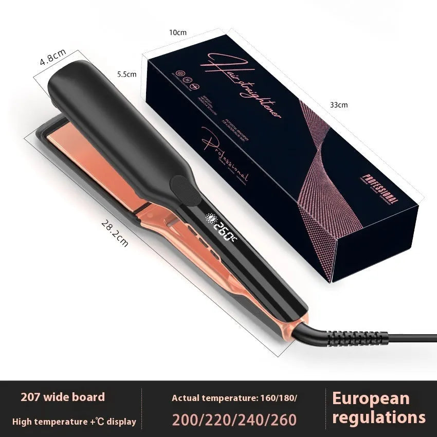 207℃ negative ion hair straightener with temperature display and ceramic plates