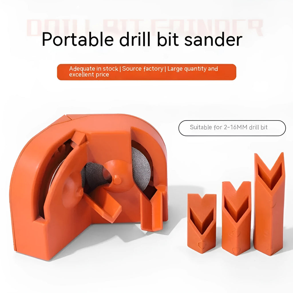Universal portable grinding drill tool set with orange and black irregular pattern abrasive wheels
