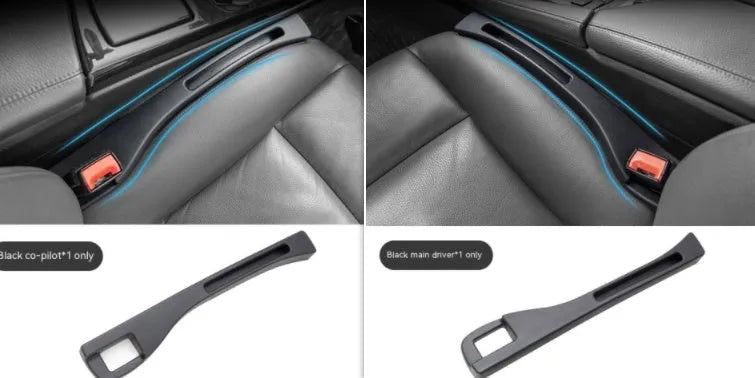 Plastic car seat gap storage organiser with handle in black or brown colour