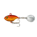 Metal sea fishing lure with rotating sequin in gold colour option