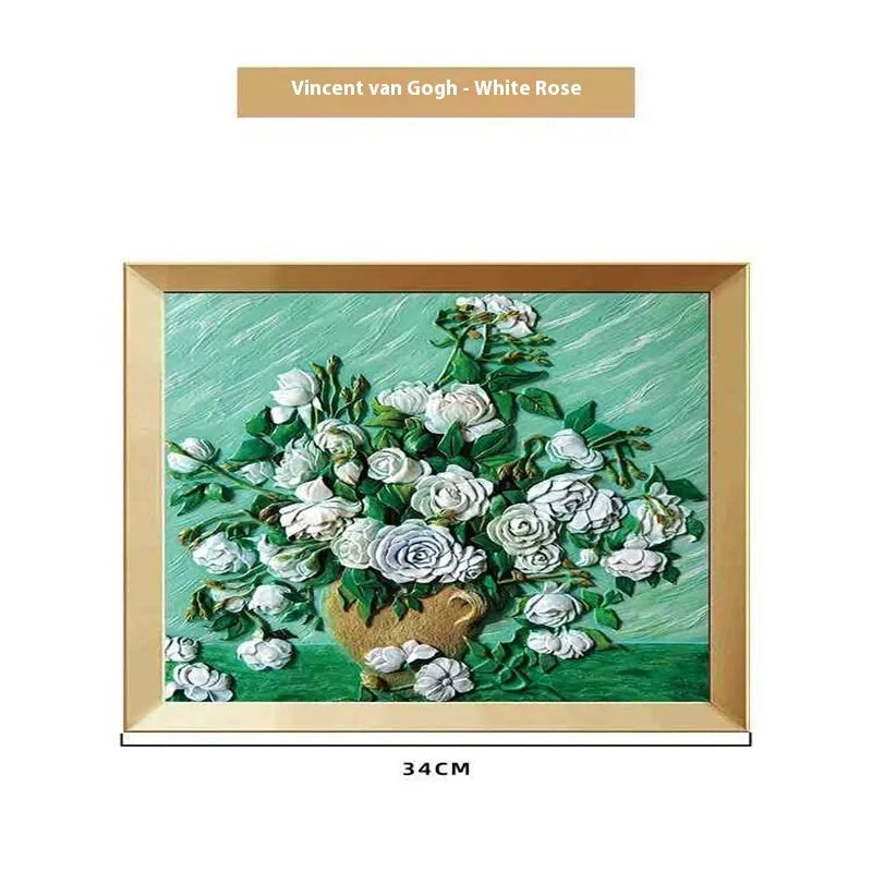 DIY oil painting kit with epoxy pottery paints showing Van Gogh Sunflowers design on canvas