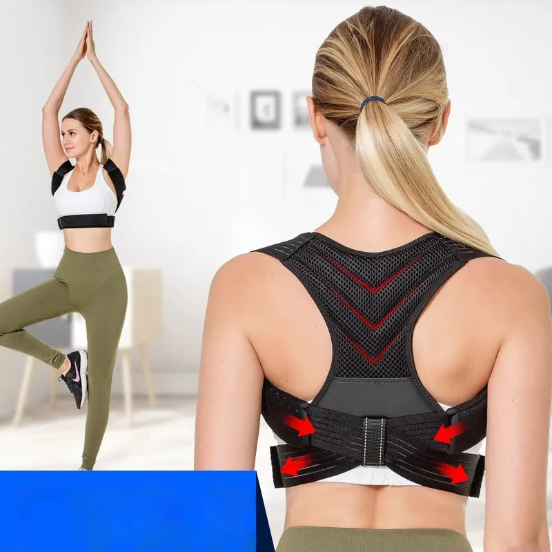 Black anti-humpback posture correction belt for back and shoulder support.