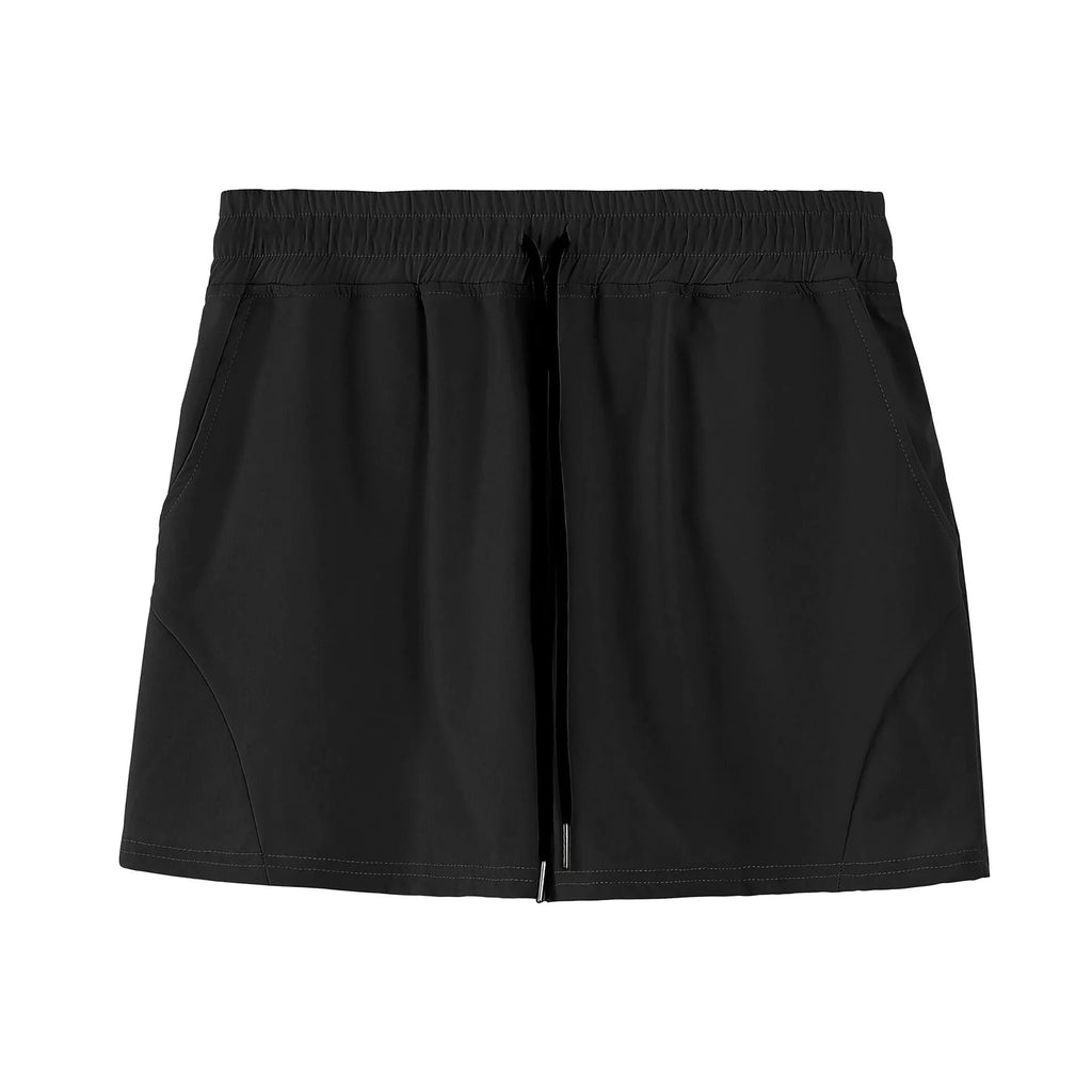 Men's thin grey polyester basketball shorts with an elastic waistband on a plain background