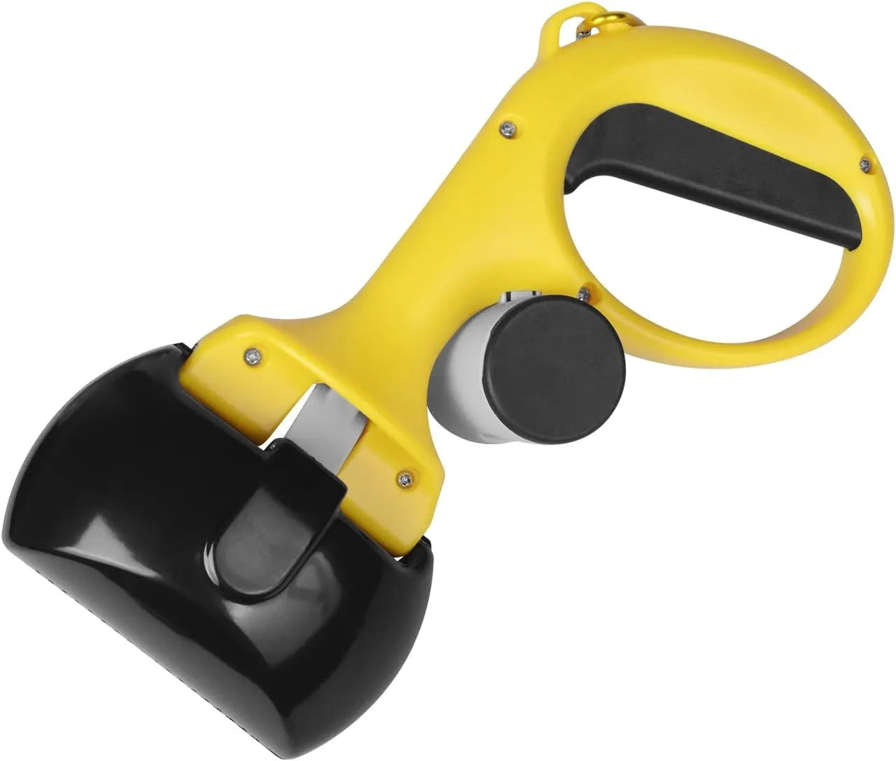 ABS plastic pet pooper scooper with integrated trash bag holder and hanging hook