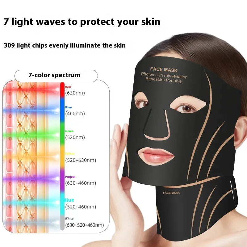 Black and gold IPL LED facial beauty mask with headband and touch screen controls