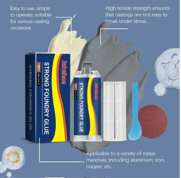 85ml metal epoxy adhesive sealant kit with glue tubes, mixing rod, scraper, and sandpaper for stainless steel and copper repairs