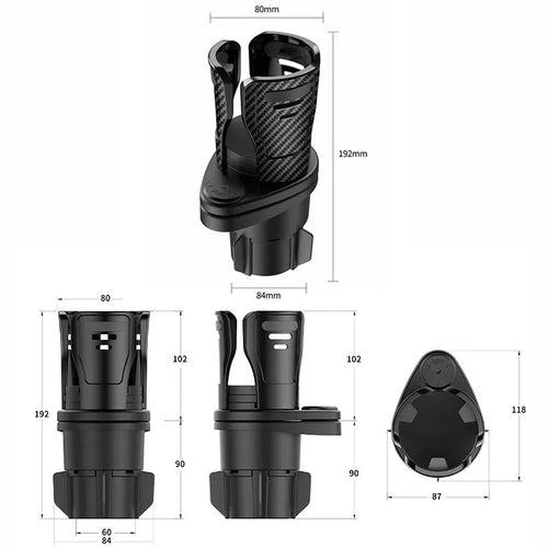 Second generation car cup holder modification kit with ABS plastic construction in carbon fibre pattern finish