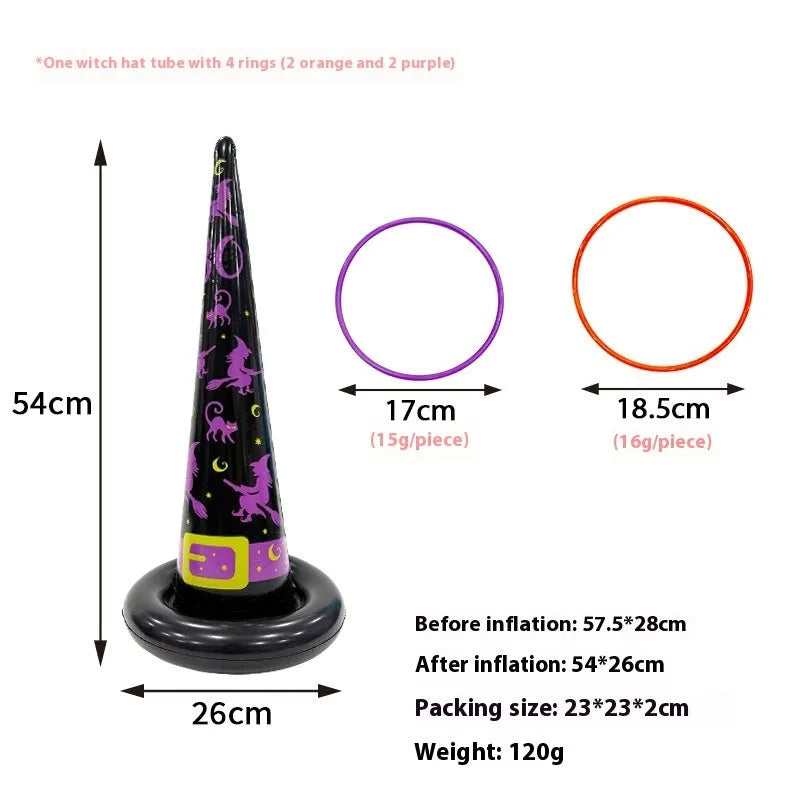 PVC inflatable throwing toy showing octopus, antlers, witch hat, spider, Santa Claus, and rabbit ear styles for Ghost Festival games