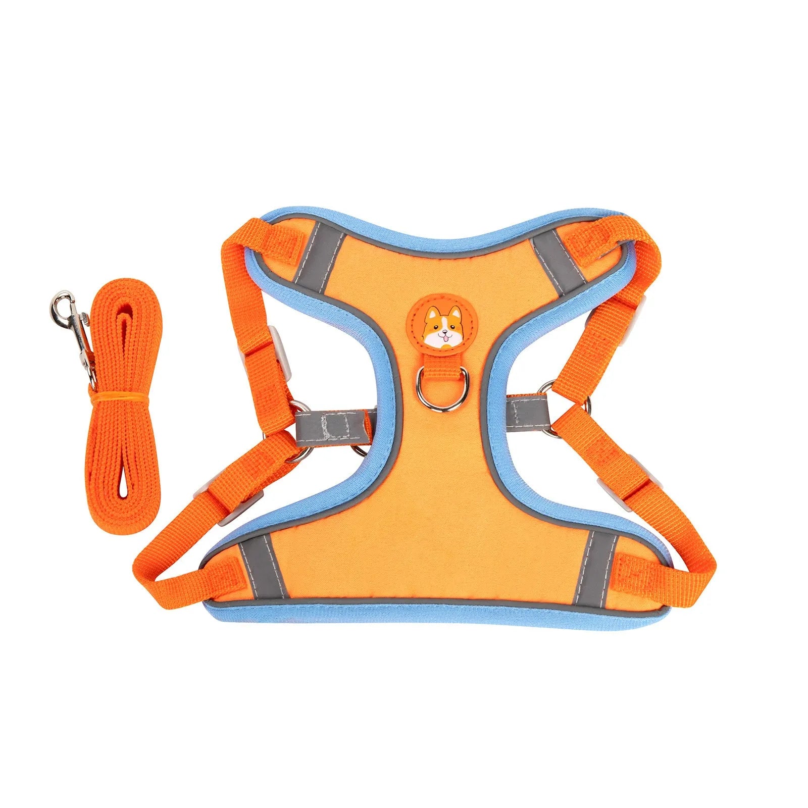 Adjustable dog harness with haulage rope and vest in multiple colour options.
