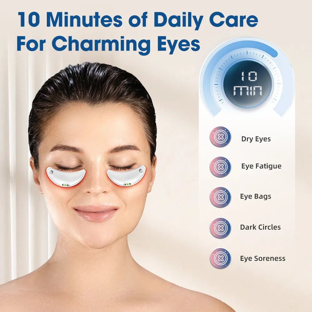 White wireless red light and EMS eye and face massager beauty device