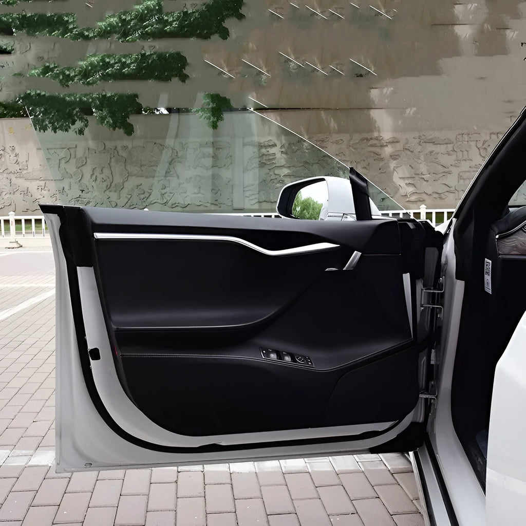 Four-piece carbon fibre protective film set for Tesla Model S front and rear interior door panels