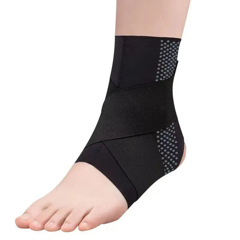 Lycra ankle support brace with anti-kick protection panel in black colour