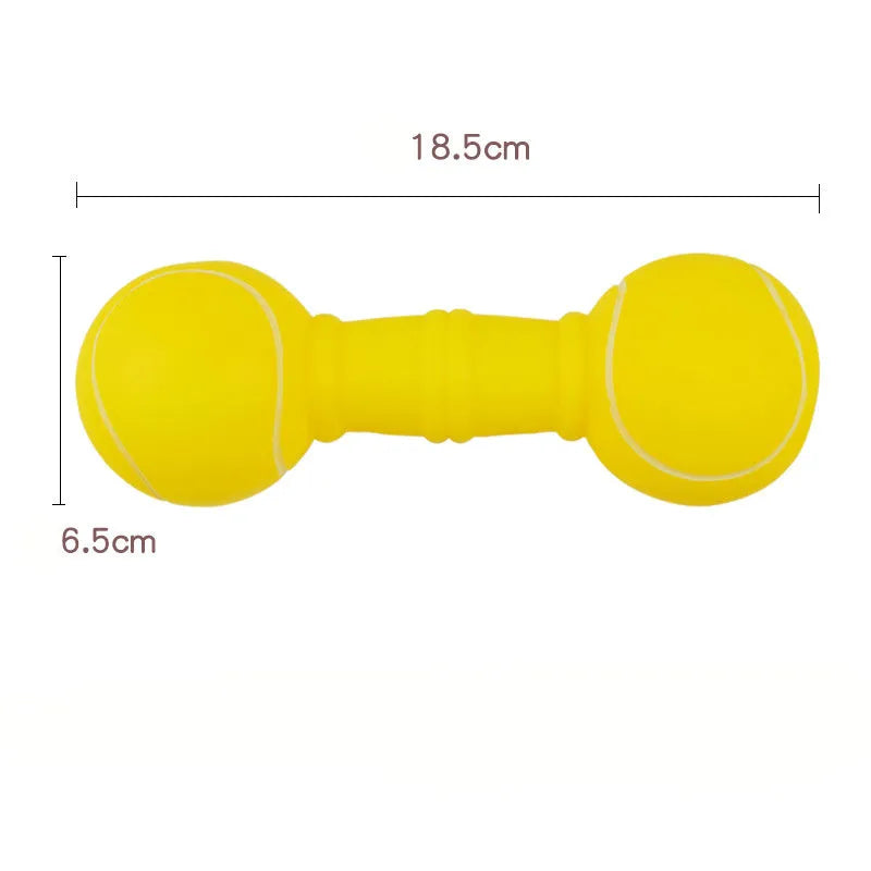 Brown PVC dog chew toy shaped like a dumbbell with football ends on a white background.