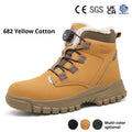 JK682 model leather safety shoes with rubber sole in black, yellow, or grey colour options.
