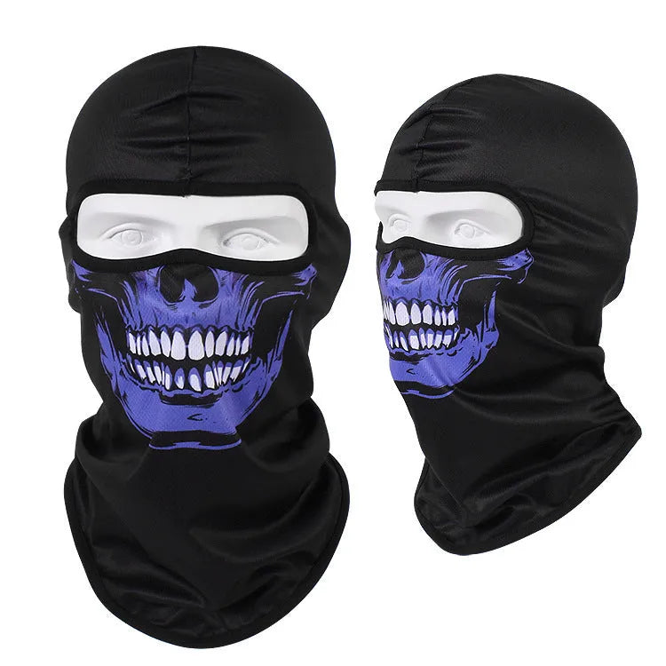 Motorcycle breathable skull sun mask with Bakool silk fabric in 36*29 cm size