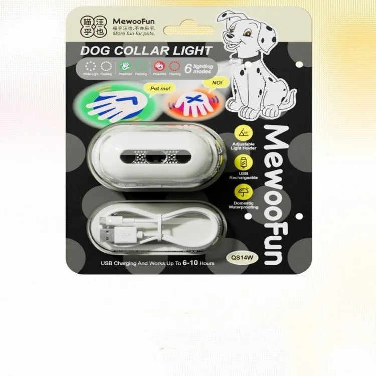 Pet luminous collar with hanging lamp ring in four colour options showing printed pattern designs