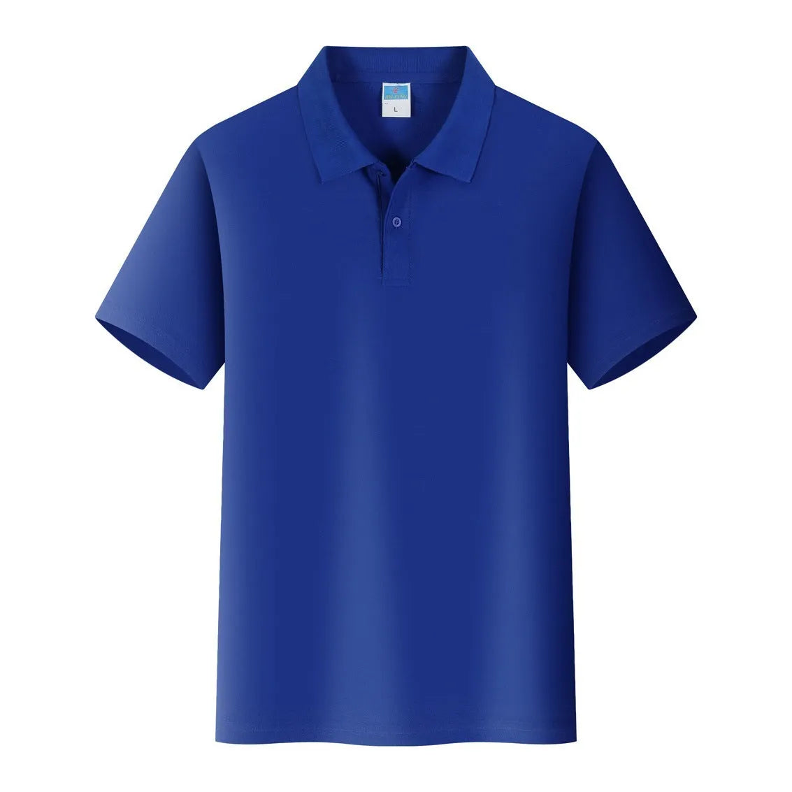 Short sleeved cotton work shirt pullover for embroidery, shown in multiple colours on a size chart.