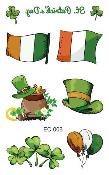 Irish festival clover tattoo sticker paper with water transfer printing, 120mm by 75mm