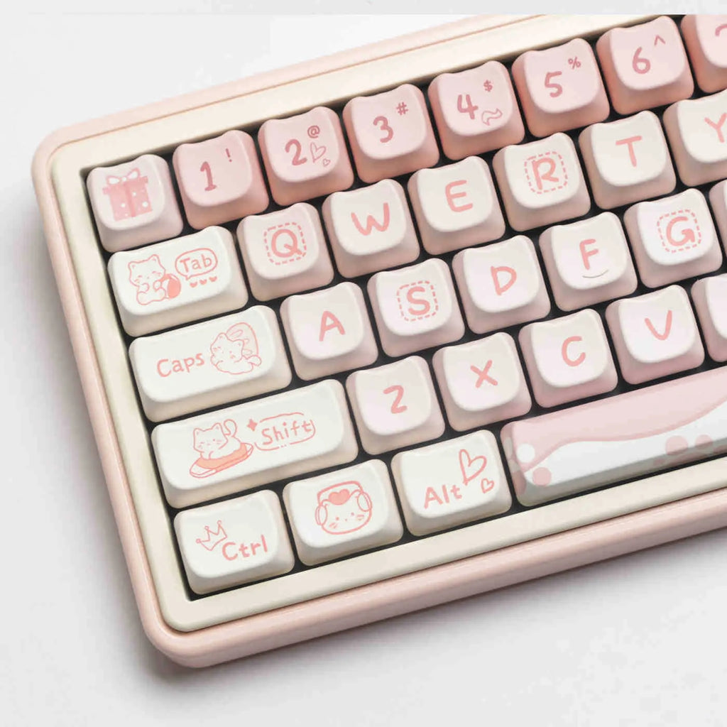 Full set of PBT sublimation printed key caps for mechanical keyboards showing multi-colour patterns
