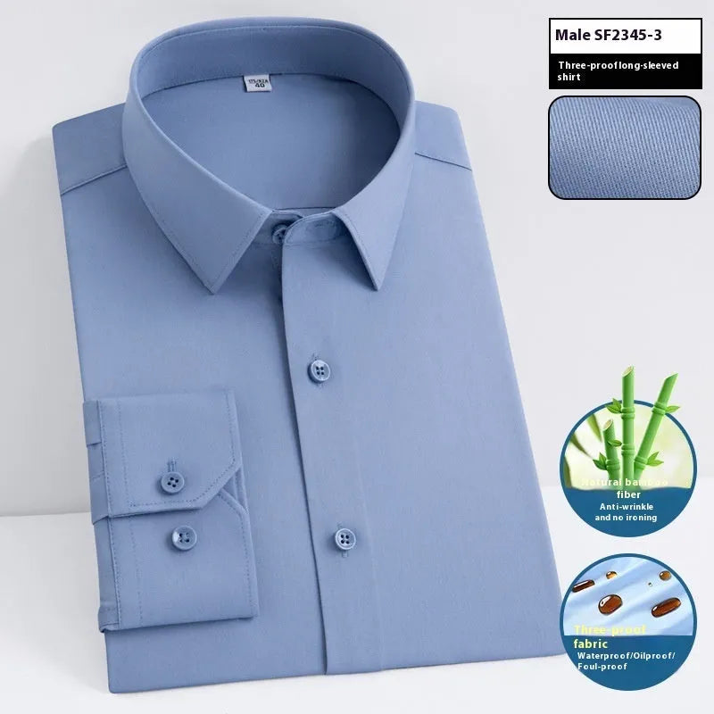 Men's bamboo fibre short sleeve business shirt with square collar in slim fit