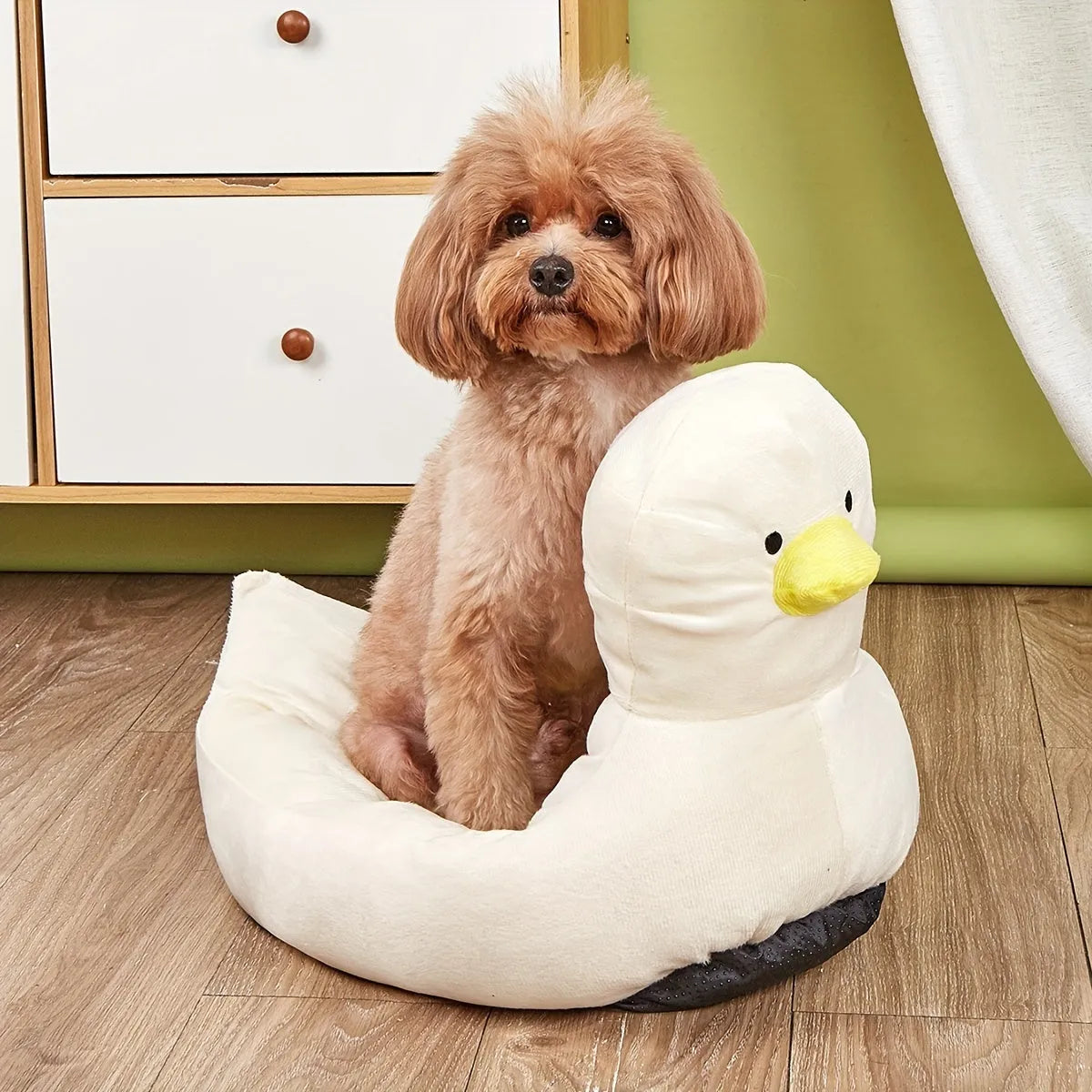 Duck shape fluffy pet bed sofa for small dogs and cats in blue or white colour