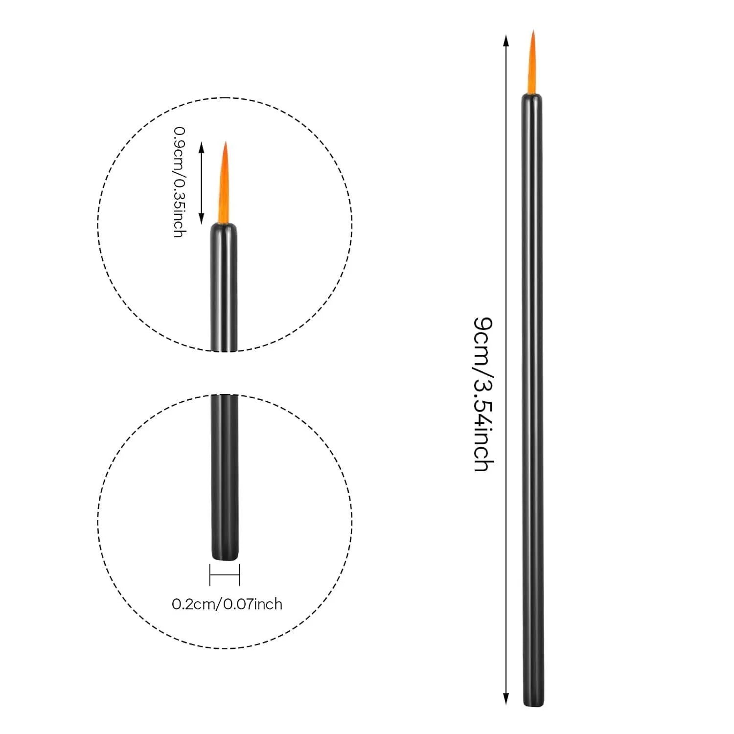 100 disposable ultra-fine point eyeliner brushes with protective plastic sleeves for precise makeup application