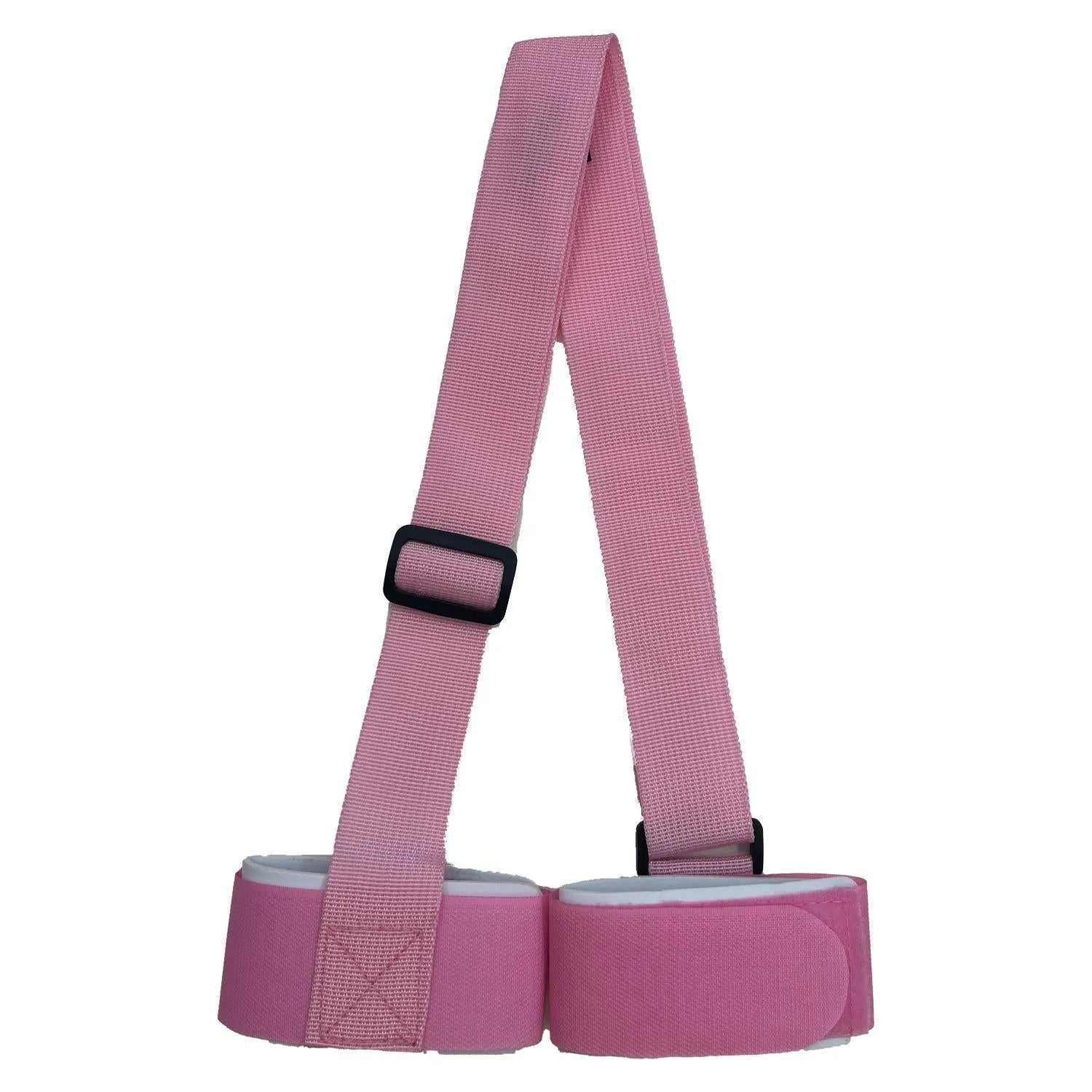 Adjustable skiing bandage strap with hook and loop fastening in black, blue, pink, and red colour options