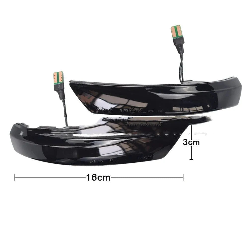 Rearview mirror waterfall LED light strip in blue and yellow two-tone for Ford Focus and Mondeo.