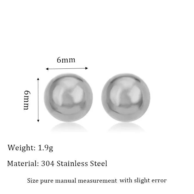 Stainless steel ball stud earrings with geometric round design in gold or silver electroplated finishes